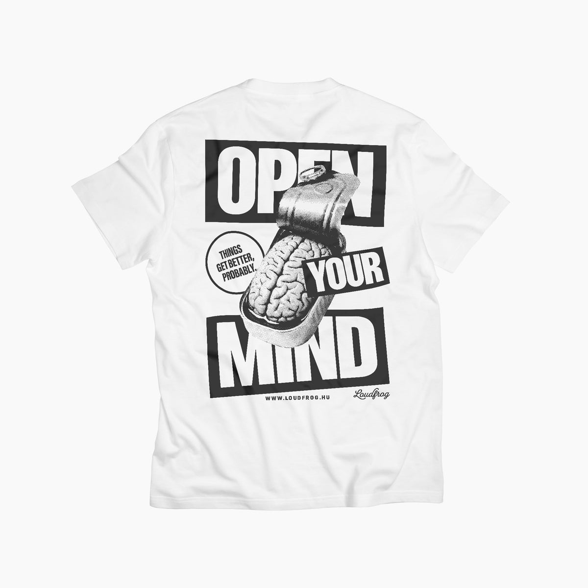 Open your mind / férfi fehér póló
