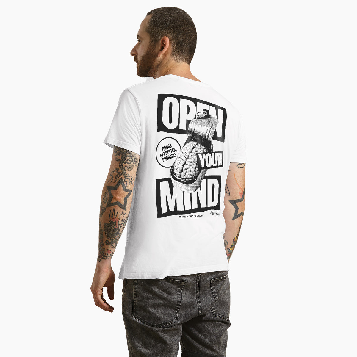 Open your mind / férfi fehér póló