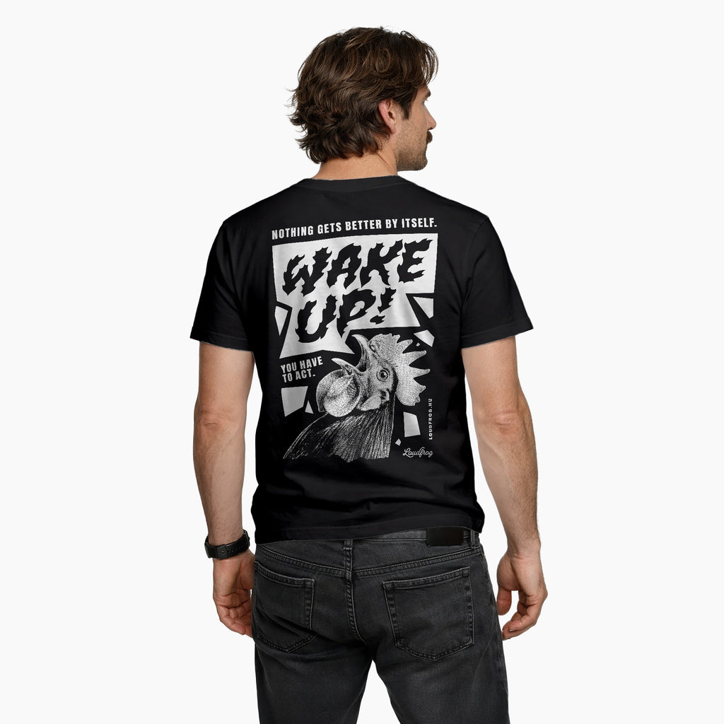 Wake up! / férfi fekete póló