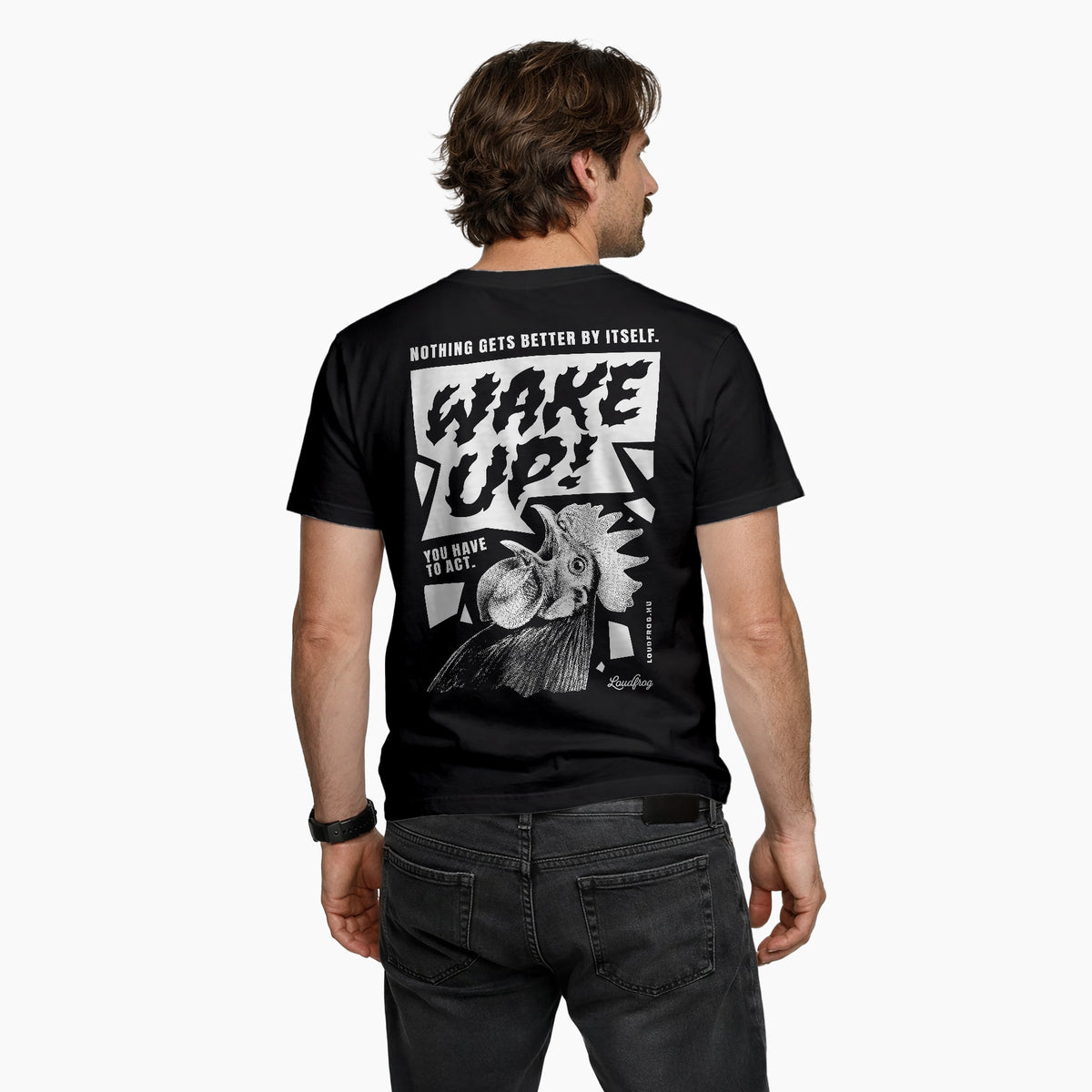 Wake up! / férfi fekete póló