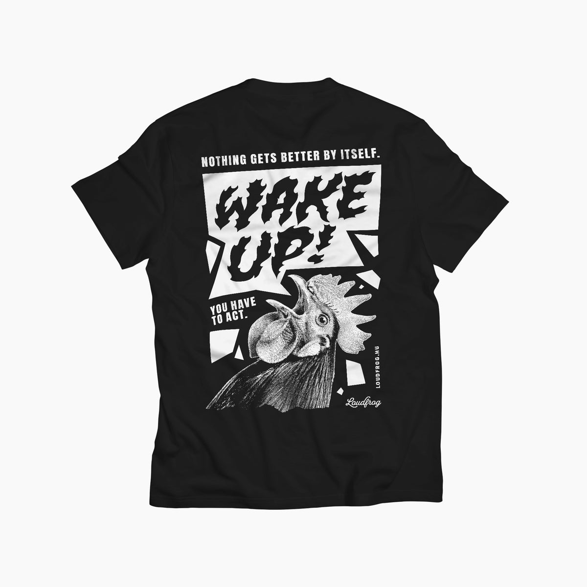 Wake up! / férfi fekete póló
