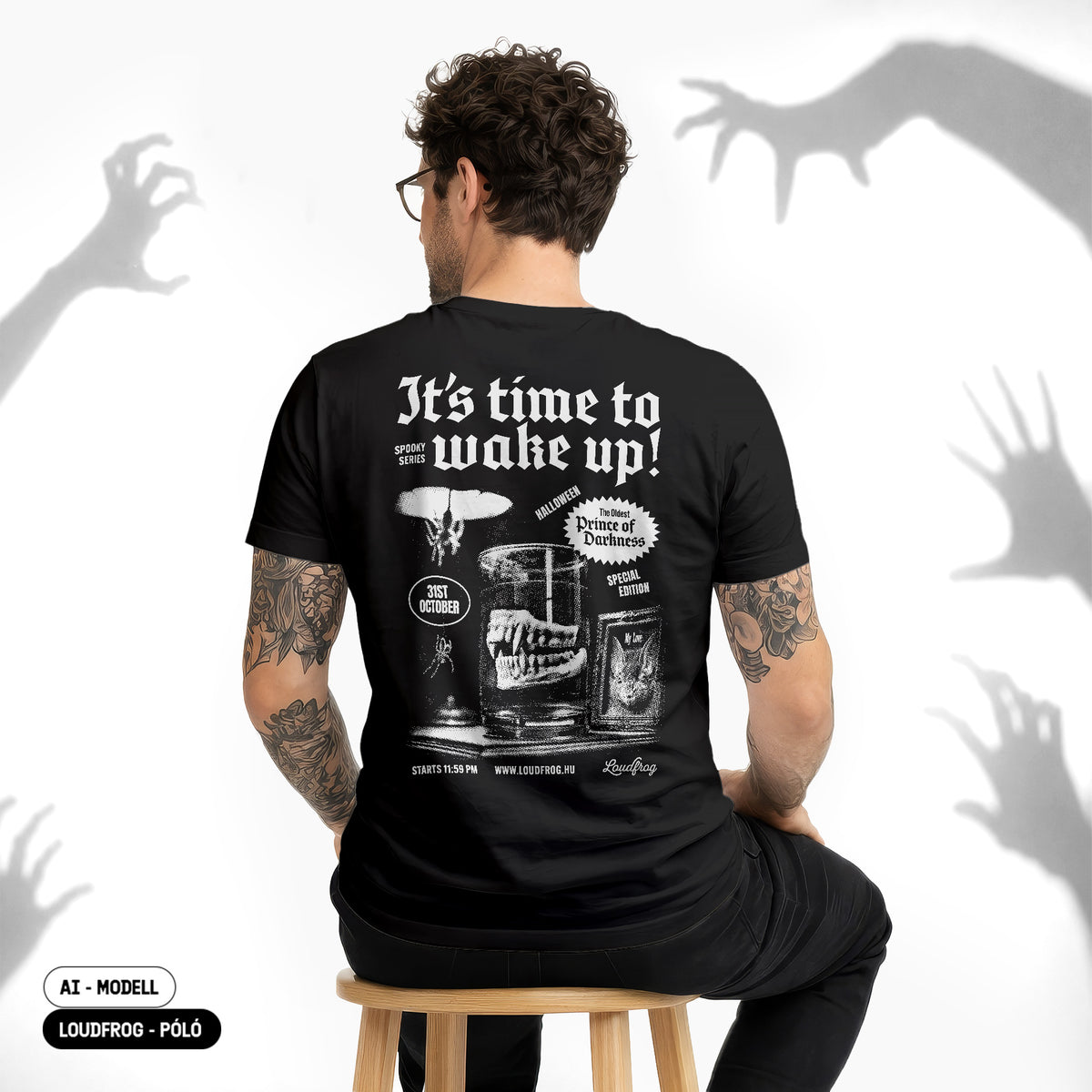 Time to wake up! Halloween edition - Férfi fekete póló