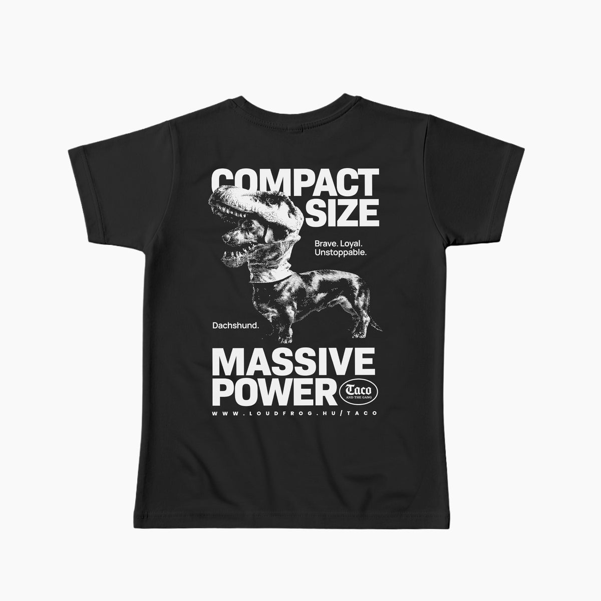 Compact size, massive power / Női fekete póló