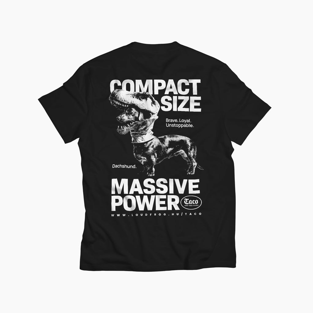 Compact size, massive power / Férfi fekete póló