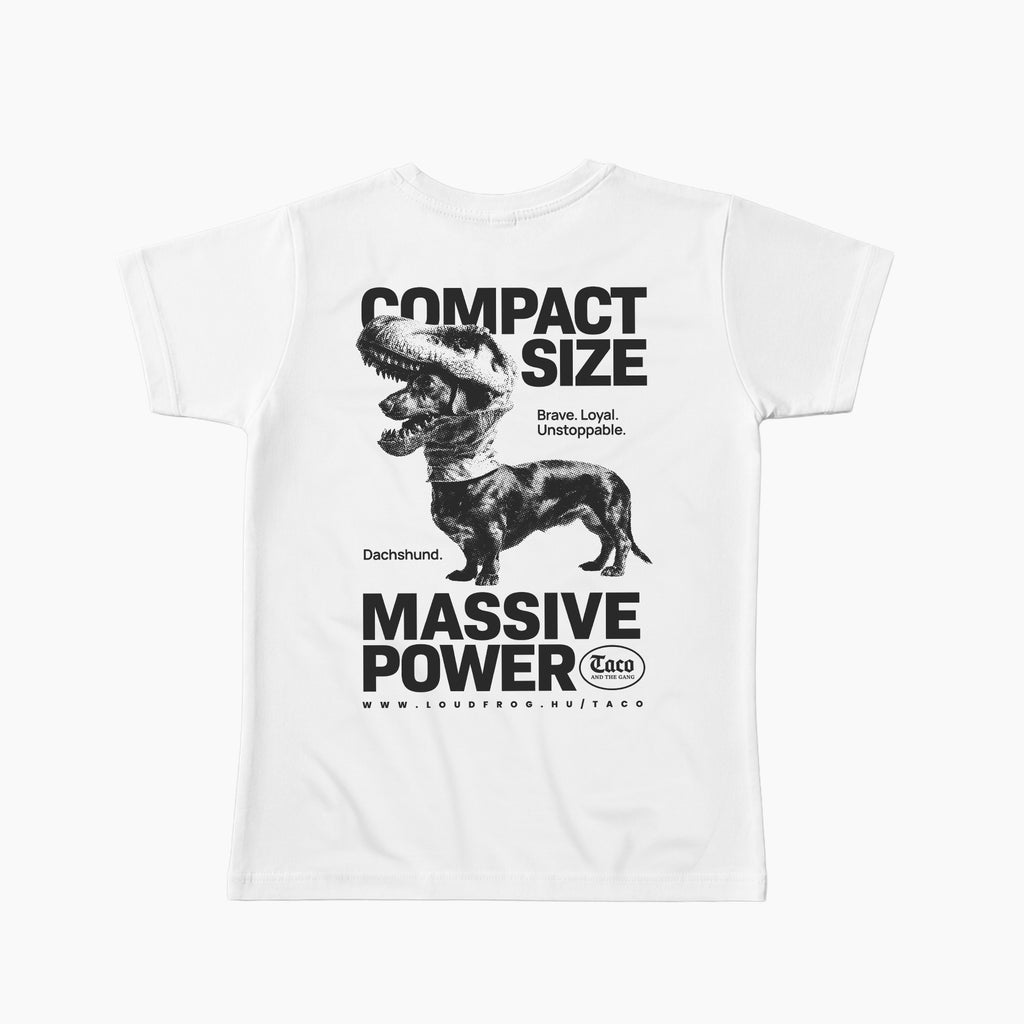 Compact size, massive power / Női fehér póló