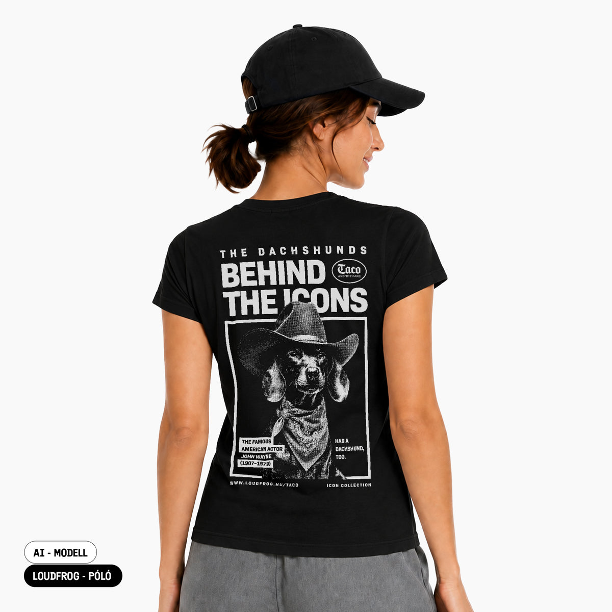 Behind the Icons - Wayne / Női fekete póló