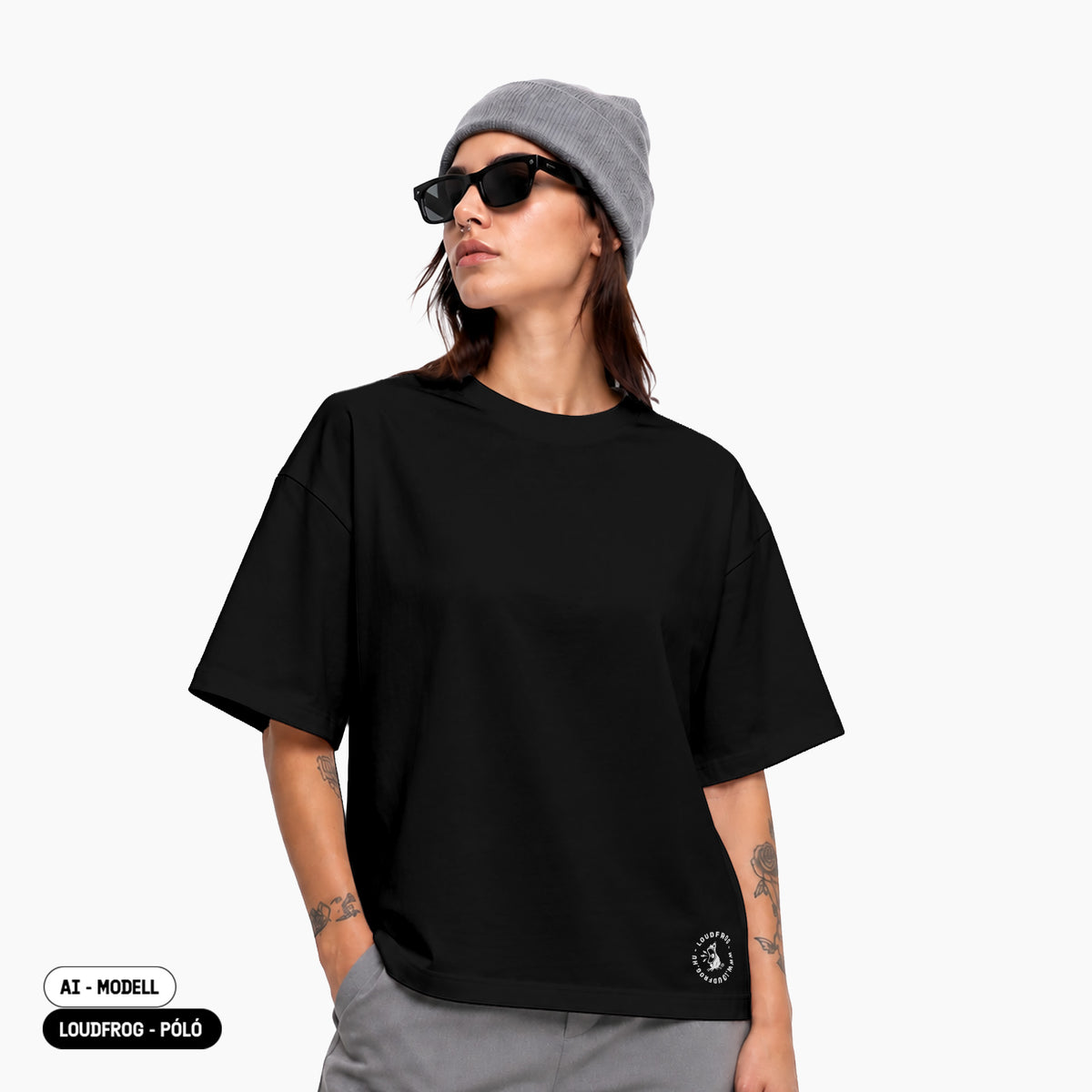 NOPE / Női fekete oversize póló