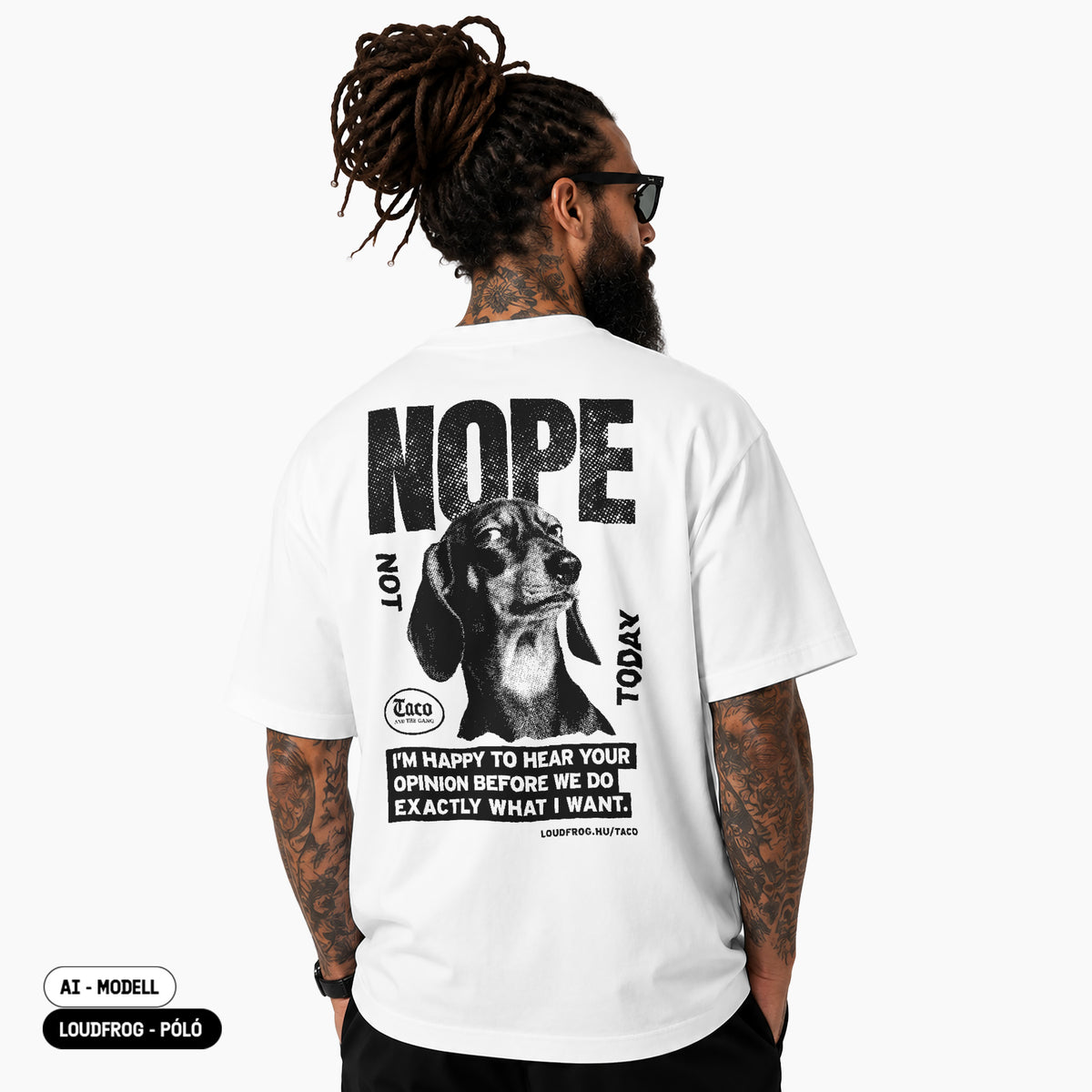 NOPE / Férfi fehér oversize póló